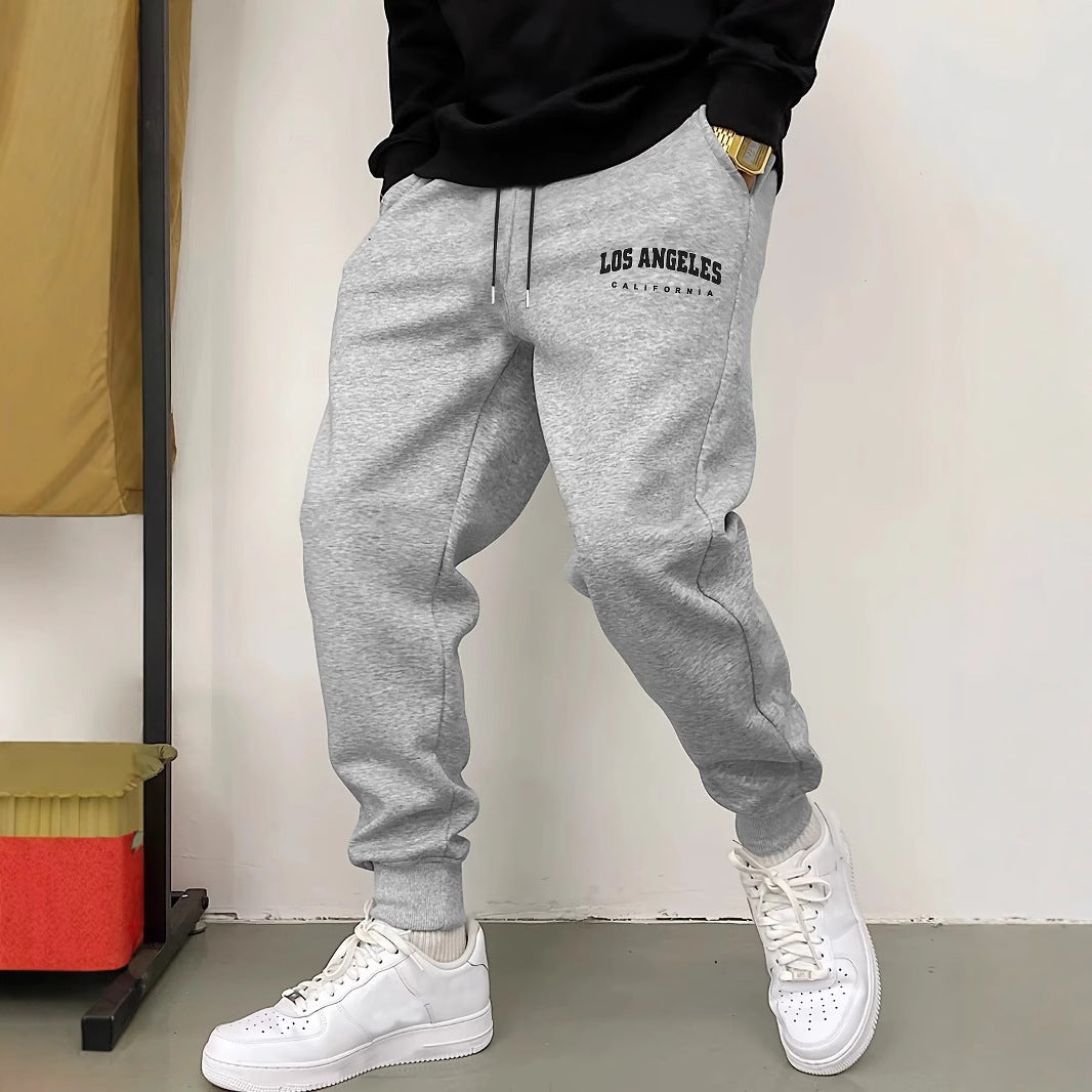 Men's Casual Fleece Sweatpants – Letter Print Sport Joggers
