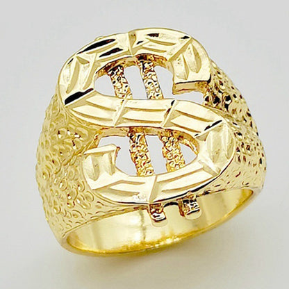 Men's Alloy Gold Dollar Sign Ring – Hip Hop Personalised Statement Band