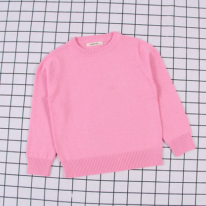 Children's Solid Colour Knitted Cotton Pullover Sweater | Boys & Girls | Age 12M-8Y