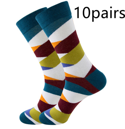 Unisex Striped Jacquard Cotton Socks EU 38-45 – 1, 5 & 10-Pair Packs