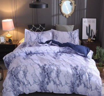 Marble & Solid Print Polyester Duvet Cover Set – Reactive Dye Twill