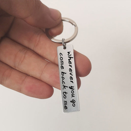 Stainless Steel Letter Keychain | Polished Initial Pendant Charm