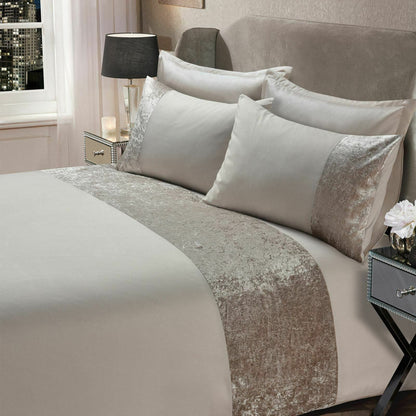 Brushed Velvet Panel Duvet Cover Set – 4 Colours, Single to Super King