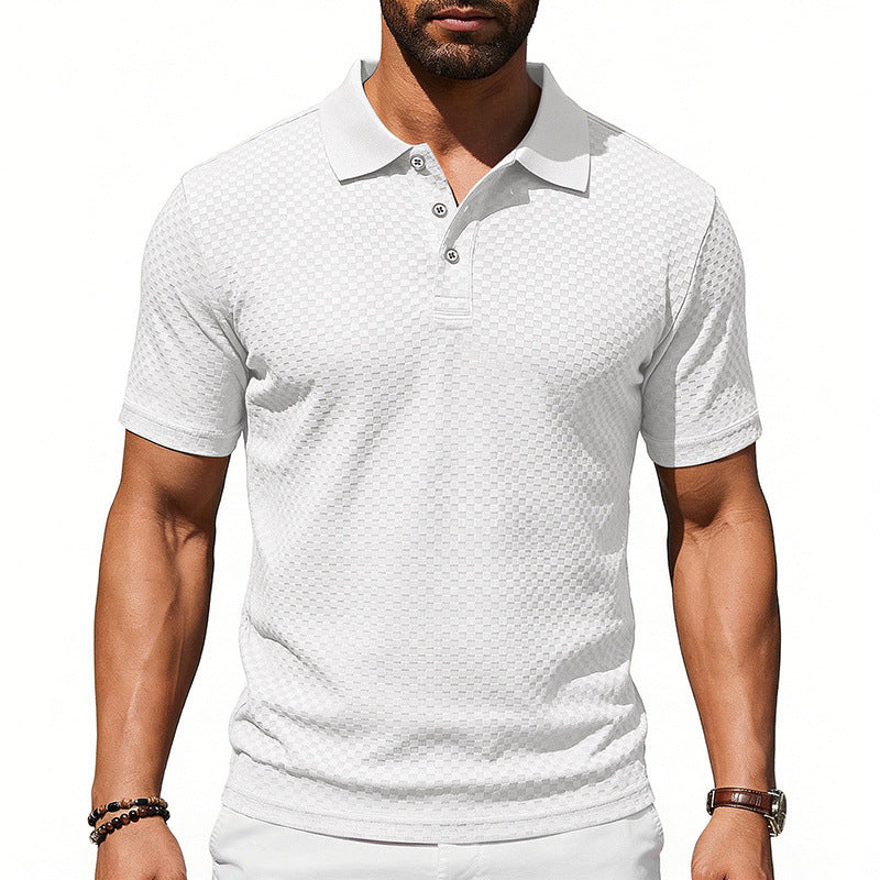 Men's Plaid Collared Polo Shirt | Breathable Short Sleeve