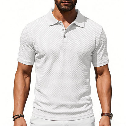 Men's Plaid Collared Polo Shirt | Breathable Short Sleeve
