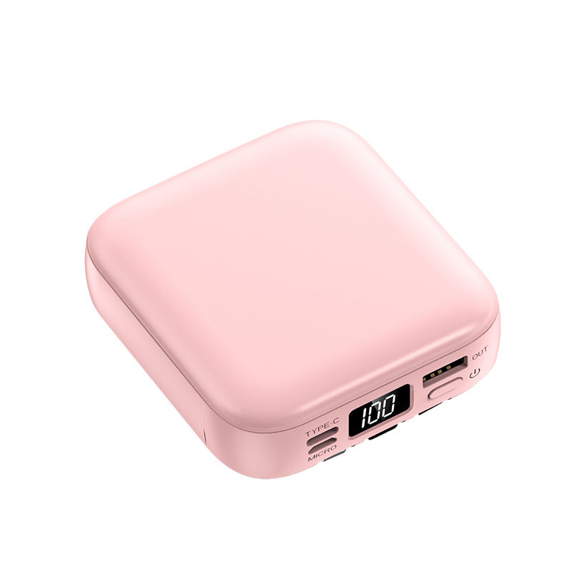 Portable Beauty Mirror Power Bank with Built-In Cable – 10000mAh & 20000mAh