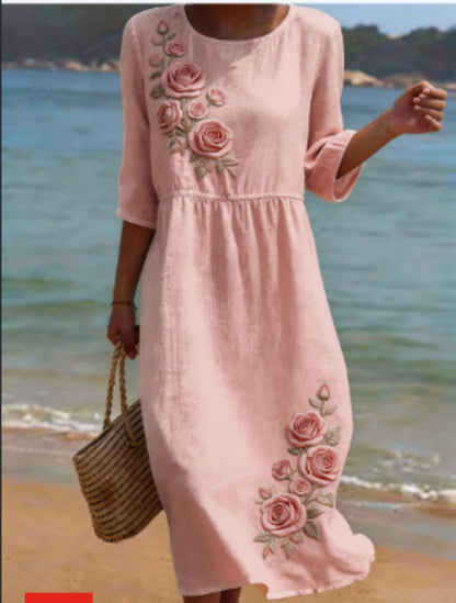Women's Floral Print Long Sleeve Round Neck Dress | 14 Styles