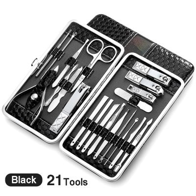 21-Piece Stainless Steel Manicure Tool Kit – 4 Colours