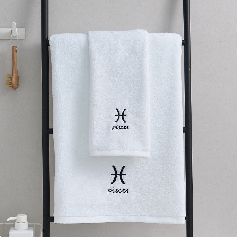 Zodiac Constellation Embroidered Cotton Towel