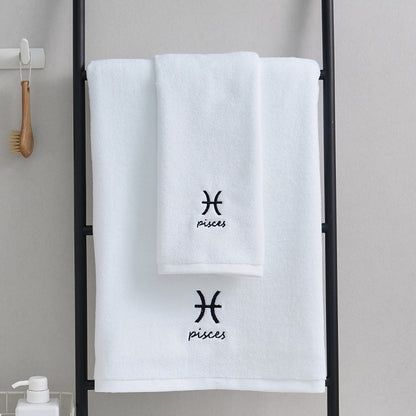 Zodiac Constellation Embroidered Cotton Towel