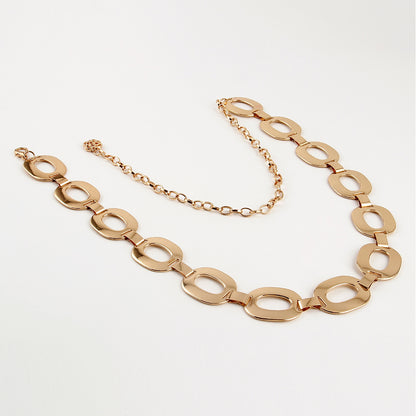 Women's Gold Waist Chain Belt – Hollow-Out Alloy Body Jewellery