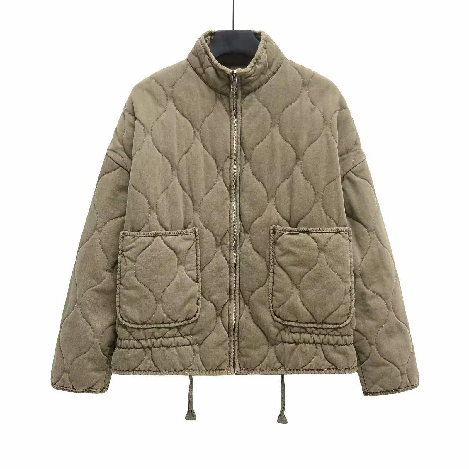 Women's Lace-Up Padded Coat with Pockets - 5 Colours