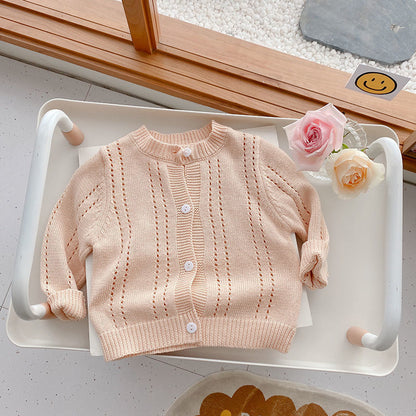 Kids Solid Knit Sweater Coat – Cotton Outerwear for Babies & Toddlers