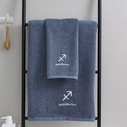 Zodiac Constellation Embroidered Cotton Towel