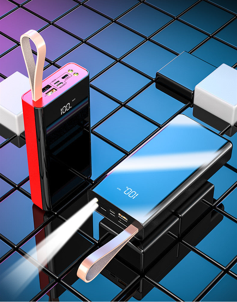 Large Capacity Power Bank with Mirror Display – 20000mAh & 30000mAh Black & Red