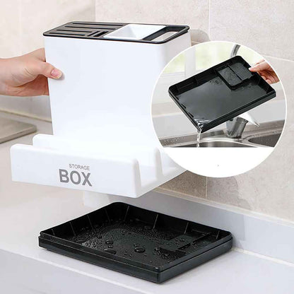 Kitchen Knife & Tableware Storage Rack – Desktop Plastic Organiser for Cutlery & Gadgets
