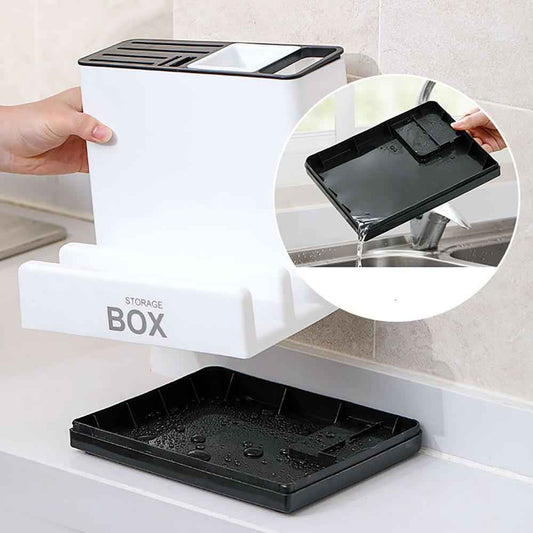 Kitchen Knife & Tableware Storage Rack – Desktop Plastic Organiser for Cutlery & Gadgets