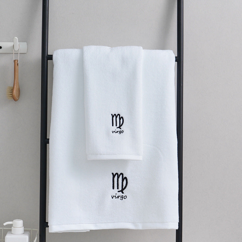 Zodiac Constellation Embroidered Cotton Towel