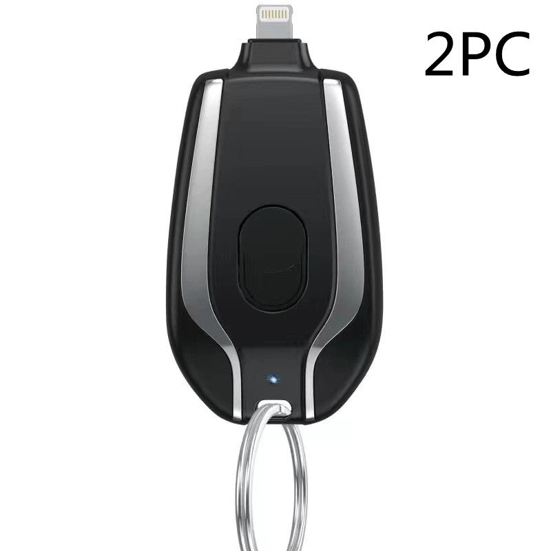 Keyring Emergency Power Bank – 1,500mAh Mini Portable Charger iPhone & USB-C Black & Pink