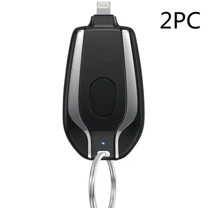 Keyring Emergency Power Bank – 1,500mAh Mini Portable Charger iPhone & USB-C Black & Pink