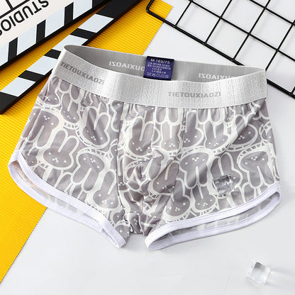 Men's Ice Silk Animal Print Boxer Briefs – Quick-Dry Breathable 5 Colours