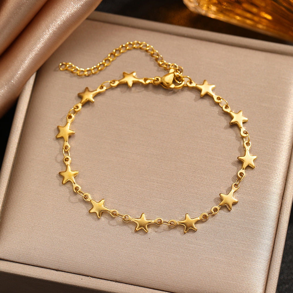 Star Design Electroplated Stainless Steel Chain Bracelet