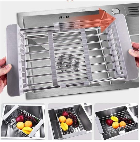 Stainless Steel Sink Drain Rack – Over-Sink Drainer Basket