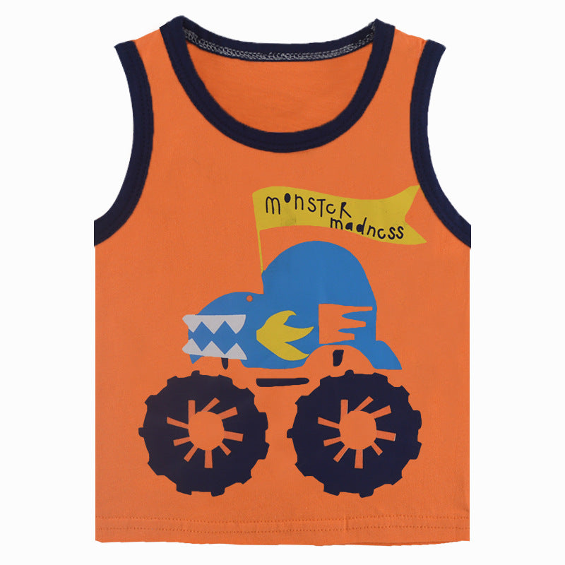 Children's Cartoon Print Cotton Sleeveless Vest | 10 Designs