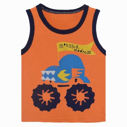 Children's Cartoon Print Cotton Sleeveless Vest | 10 Designs