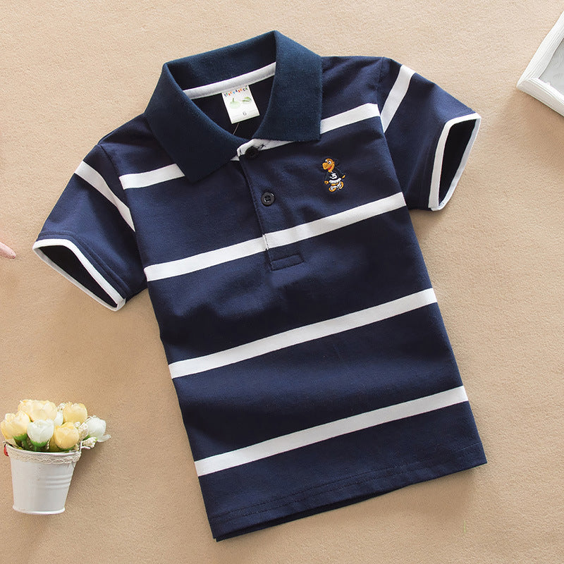 Children's Short Sleeve Striped Cotton Polo T-Shirt | 8 Colours | Ages 2-13
