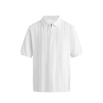 Men's Half-Zip Knitted Short Sleeve Sweater | Slim Fit