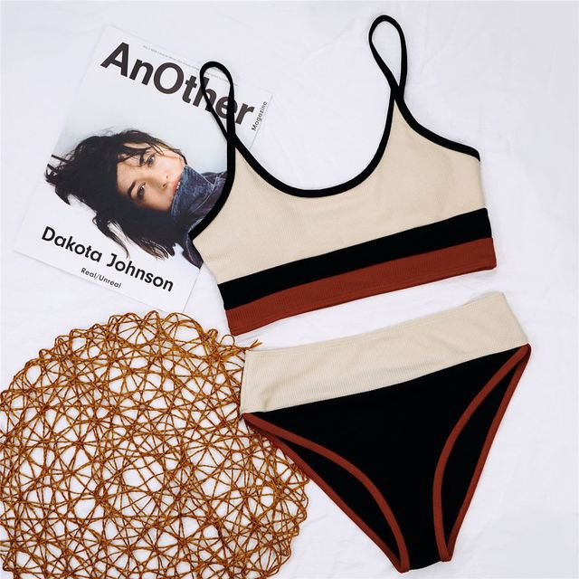 Women's High-Waist Bikini Set – 22 Colours, Bra & Shorts