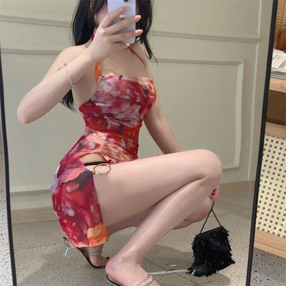 Women's Floral Print Sleeveless Mini Dress