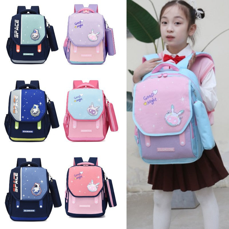Kids' Lightweight Nylon School Backpack – Burden-Reducing Primary School Bag