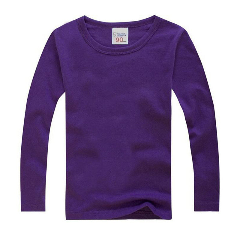 Kids Solid Colour Long Sleeve Cotton T-Shirt – 8 Colours