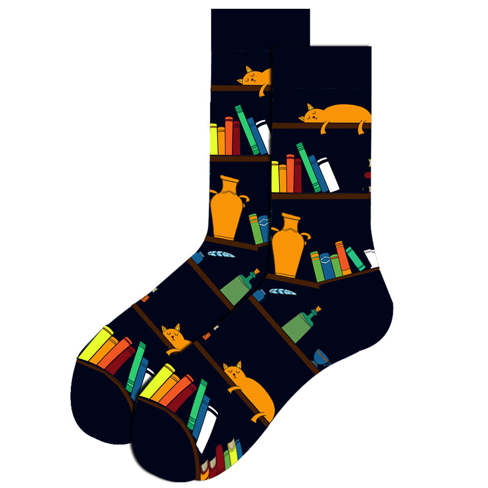 Men’s Novelty Jacquard Cotton Mid-Tube Socks 26 Designs Santa Moose EU 39-46