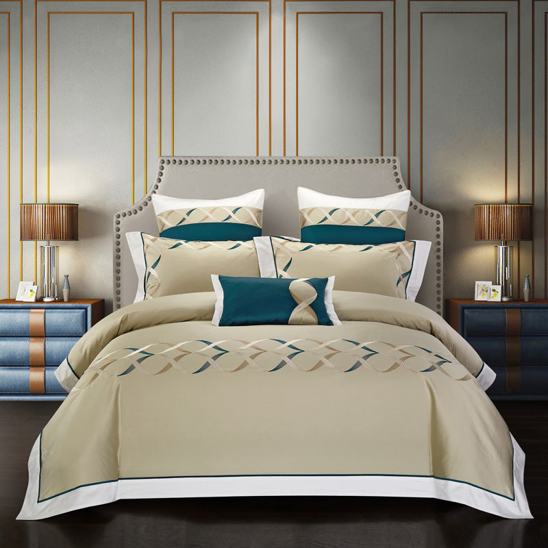 100% Cotton Satin Embroidered Bedding Set | 4 Piece | 5 Patterns