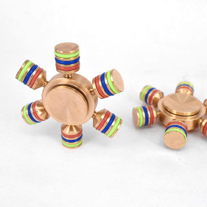 Three-Head Six-Arm Metal Gyro | Premium EDC Fidget Spinner | Silver & Gold