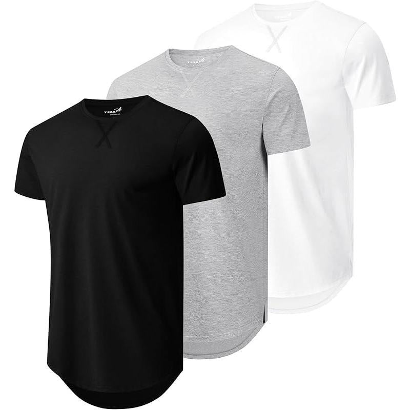 Men's Printed Mesh Cotton Blend T-Shirt - Loose Fit Crew Neck 14 Colours S-3XL