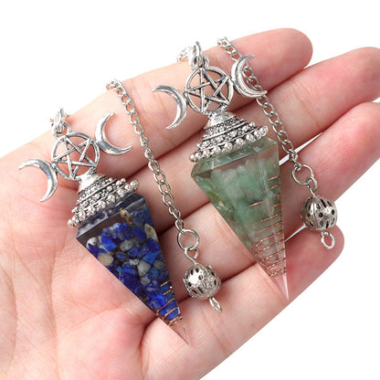 Hexagonal Pyramid Crystal Gemstone Pendant Necklace