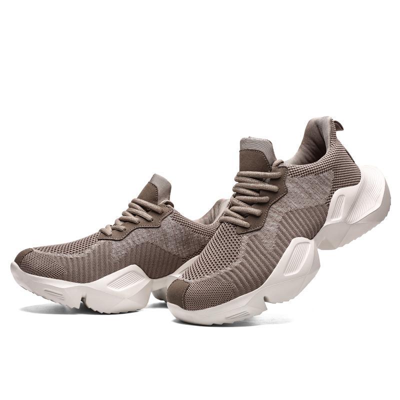 Men's PU Casual Running Shoes | Sports Trainers | Black & Khaki | EU 39-45