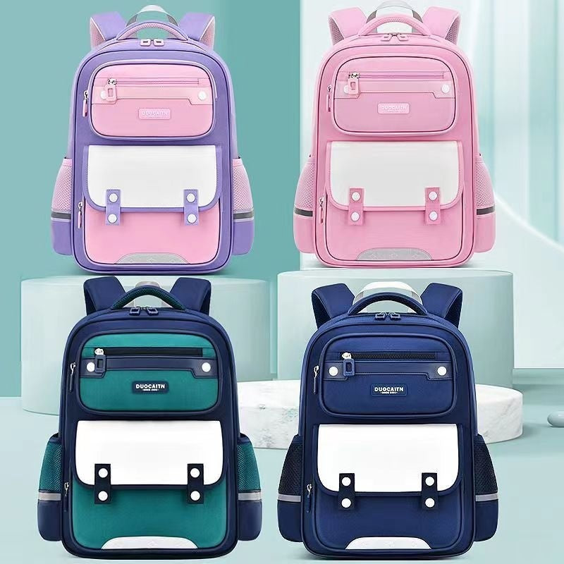 Kids' Fruit Print Nylon School Backpack – Waterproof & Burden-Reducing
