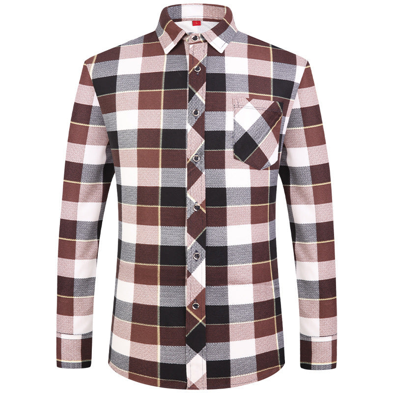 Men's Plaid Long Sleeve Shirt | Slim Fit Business Casual
