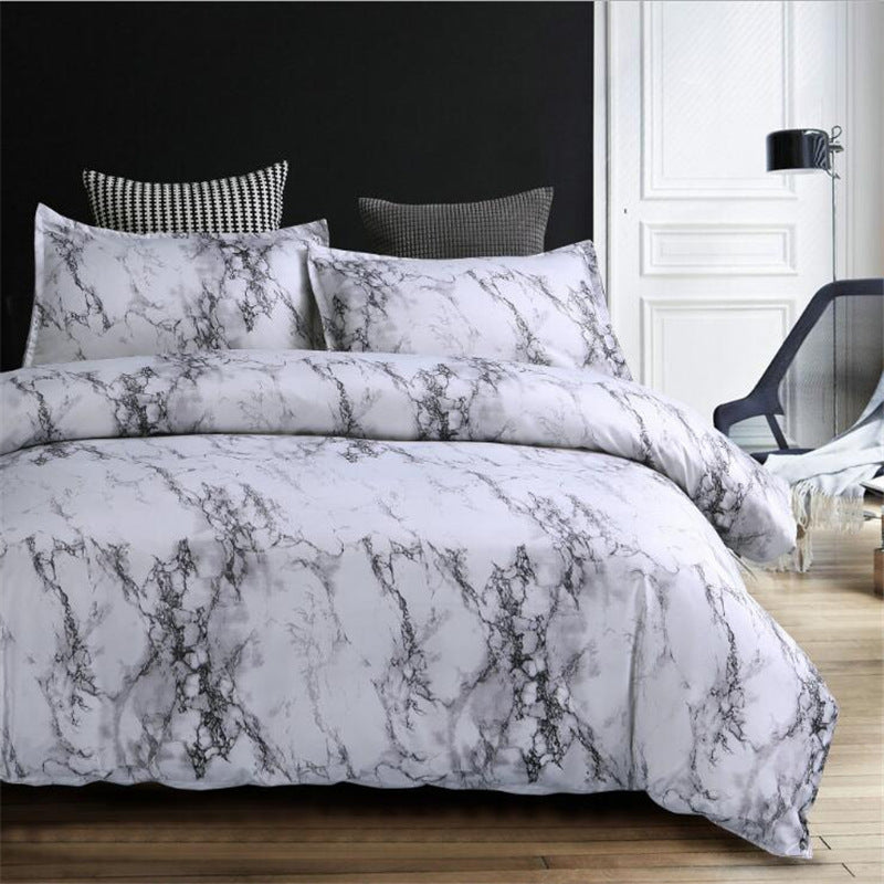 Marble & Solid Print Polyester Duvet Cover Set – Reactive Dye Twill