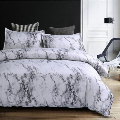 Marble & Solid Print Polyester Duvet Cover Set – Reactive Dye Twill