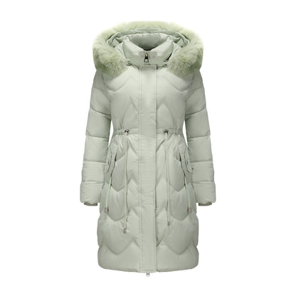 Women's Faux Fur Collar Padded Coat | Mid-Length Winter Coat