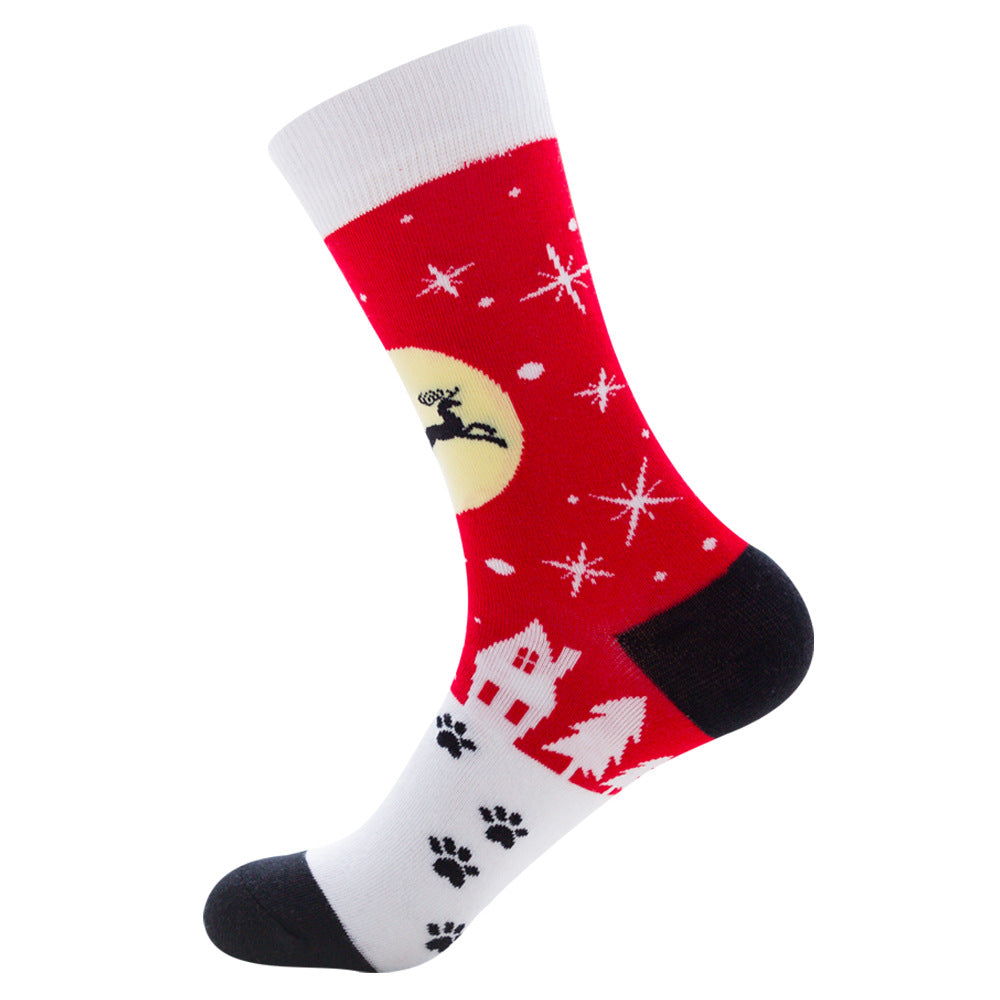 Men’s Novelty Jacquard Cotton Mid-Tube Socks 26 Designs Santa Moose EU 39-46