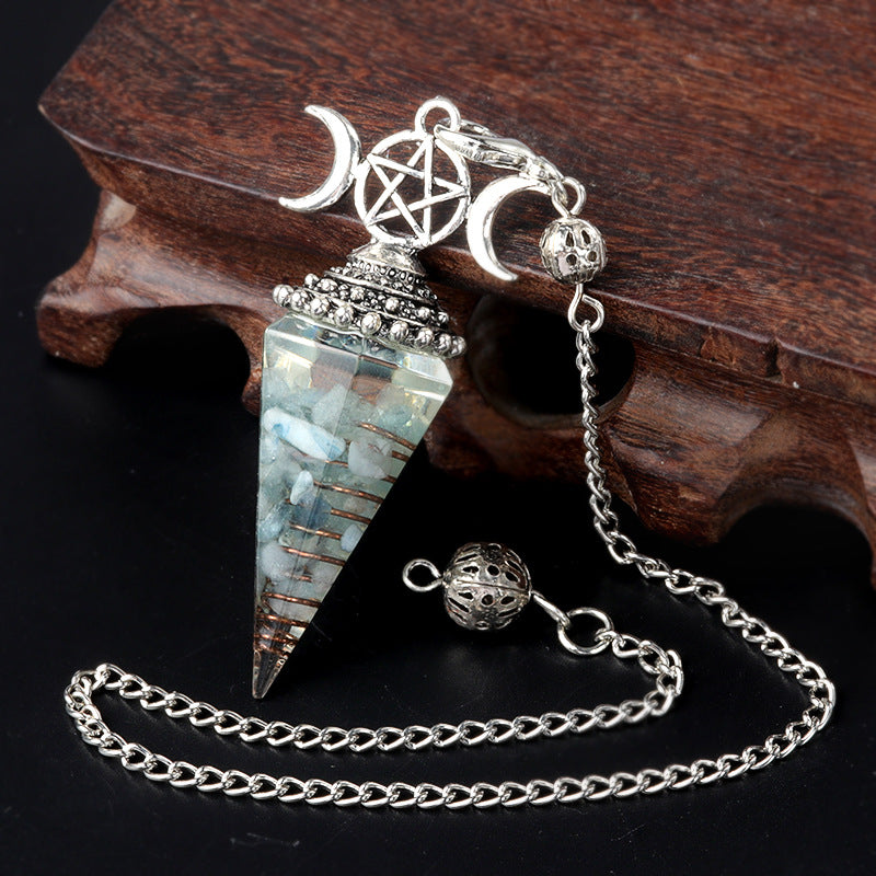 Hexagonal Pyramid Crystal Gemstone Pendant Necklace
