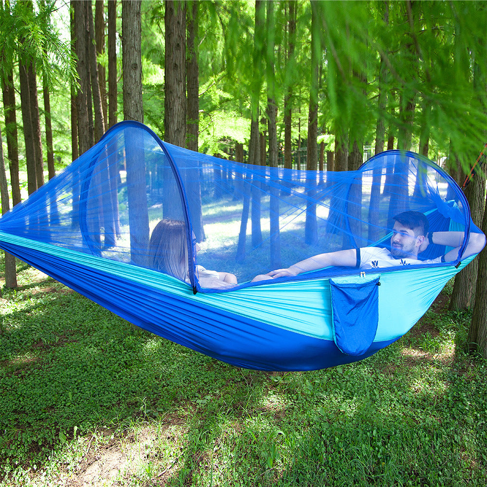 Pop-Up Camping Hammock with Integrated Mosquito Net – 210T Nylon 250x120cm & 290x140cm 9 Colours
