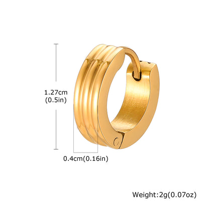 Men's Stainless Steel Triple Ring Earring | Black, Gold & Steel